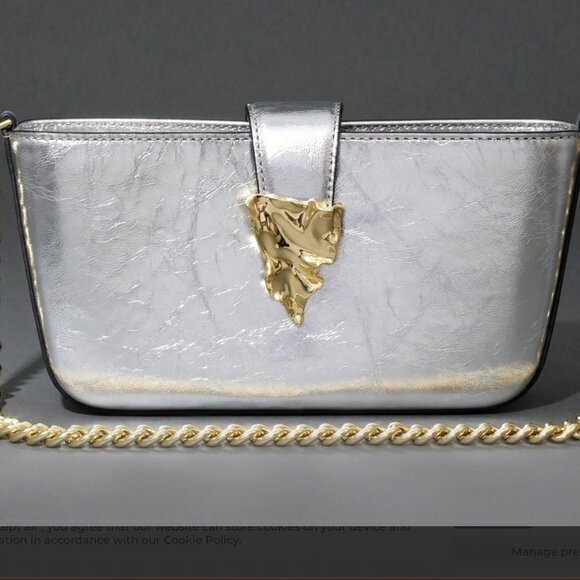 Alexis Bittar Convertible Crossbody Handbag - Silver w/ Gold Hardware - Like New - Picture 4 of 13